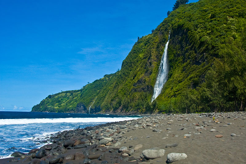 waterfall into ocean