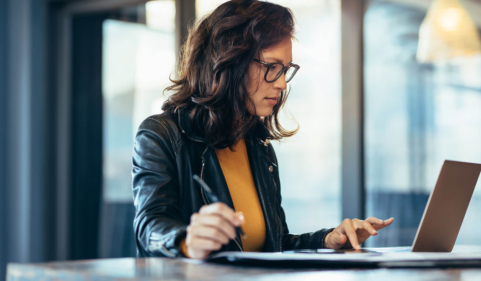 business woman working on a laptop