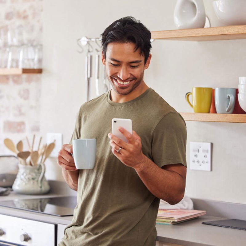Man looking at mobile device